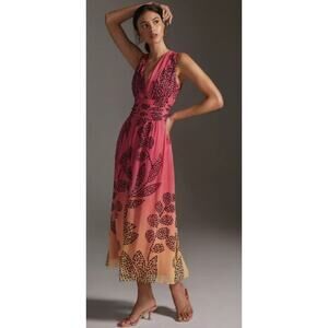 Verb by Pallavi Singhee Womens XXS Ombre Maxi Dress Pink Black Dotted Floral